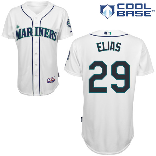 Roenis Elias #29 MLB Jersey-Seattle Mariners Men's Authentic Home White Cool Base Baseball Jersey